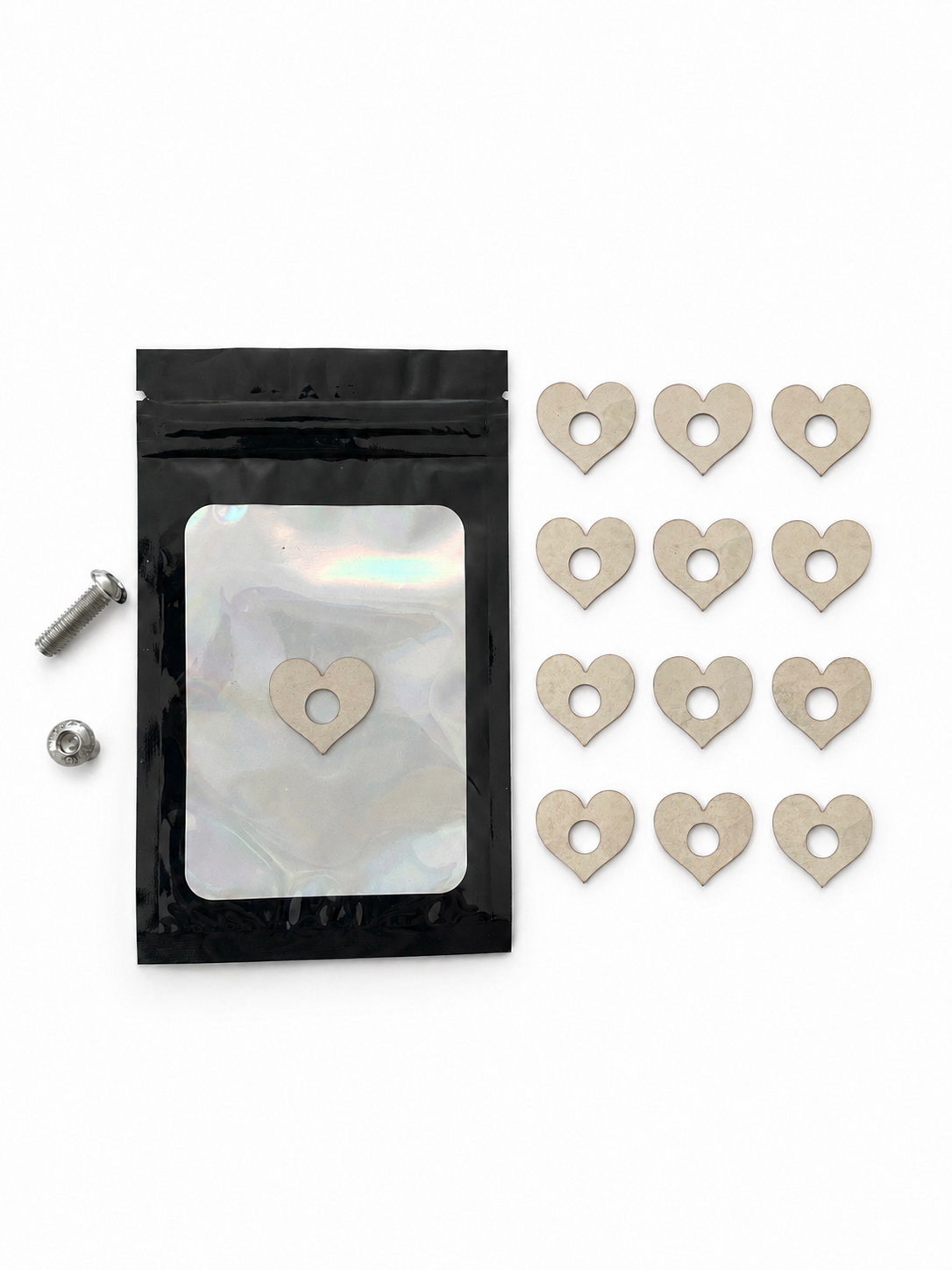 10 stainless-steel heart washers + 10 bolts