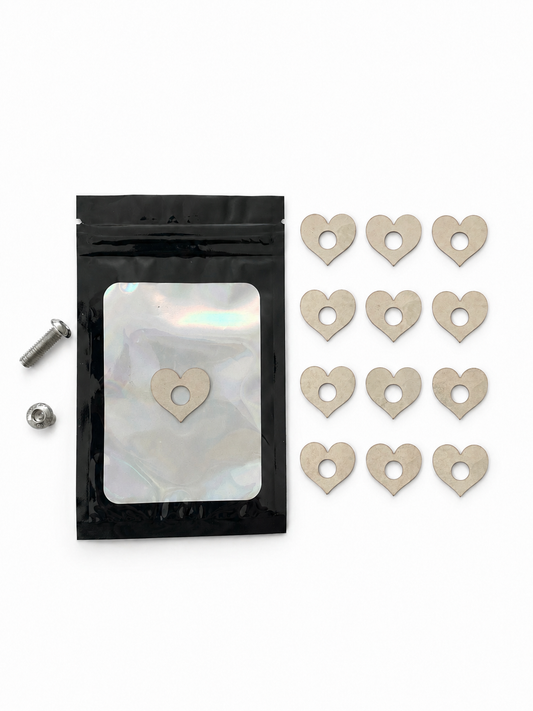 10 stainless-steel heart washers + 10 bolts